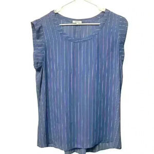 Pleione Striped Sleeveless Blouse Casual Top Blue White XL‎